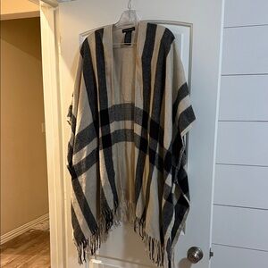 Banana Republic Striped Poncho in Black and Cream